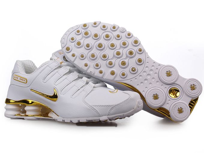 Mens Nike Shox Nz Sl Si Shoes White Golden - Click Image to Close